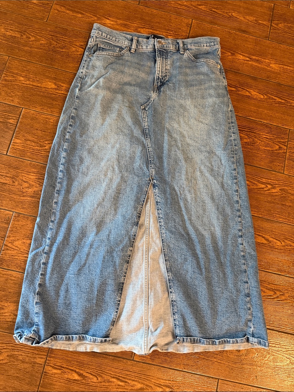 GAP Denim Pencil Skirt Front Slit Western Boho Size 10